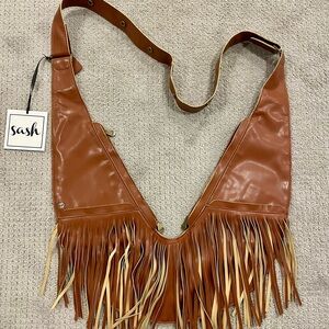 Sash NWT Vegan Leather Fringe Shoulder Bag Anti-pickpocket